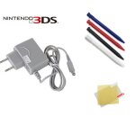 Chargeur secteur pour nintendo 3ds + 4 stylet 3ds + protection cran 3 ds - strae game 