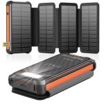 Chargeur solaire 26800mah portable batterie externe avec 4 panneaux imperm�able power bank charge rapide ...