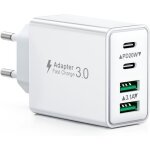 Chargeur usb c 40w 4 port pr chargeur rapide usb c multiple secteur double pd + qc 3. 1a type c adaptateur ... Chargeur usb c 40w 4 port pr chargeur rapide usb c multiple secteur double pd + qc 3. 1a type c adaptateur ...