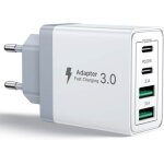 Chargeur usb c40w 4 port prise usbc chargeur rapide iphonemulti secteur pd + qc 3. 1a type c adaptateur ...