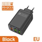Chargeur usb c 6 ports 200wcharge rapide 3. 0adaptateur pd pour iphone xiaomi samsungchargeur mural pour ...
