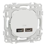 Chargeur usb - c - schneider - odace - 21w power delivery - blanc - double prise