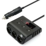 Chargeur de voiture 3 prises multiprise allume cigare 24v / 12v usb chargeur de voiture adaptateur multiple ...