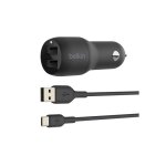 Chargeur voiture - belkin - dual usba car charg 1m - 2 ports usb - a - 24w - noir