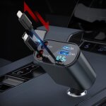 Chargeur de voiture rtractable chargeur rapide 4 en 1 100w cbles rtractables (2. 6ft) iphone + type ...