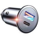 Chargeur voiture usb - charge rapide total 48w[pd30w + qc 3. 0] - auto prise allume cigare mini metal ...