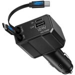 Chargeur voiturechargeur allume - cigare[80 cm c�ble r�tractable] 120w rapideusb - c / usb - a180� pliable ...