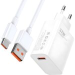 Chargeur xiaomi 33 w charge rapide charge rapide et c�ble usb c 2m chargeur mural charge turbo type c ...