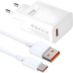 Chargeur xiaomi 33w charge rapide usb c charger adaptateur secteur chargeur rapide et cable 2m 6a mi ...