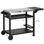 Chariot pour barbecue - outsunny - 125x65x84cm - acier - noir