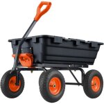 Chariot � benne basculante charge max 400 kg brouette de jardin 3 grandes roues pneumatiques chariot ...