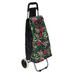 Chariot de course 2 roues en plastique motif jungle rose et vert (h95cm) - floruba