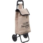 Chariot de course - ac - déco - toile de jute - noir - 35x28x93 cm - poche zippée Chariot de course - ac - déco - toile de jute - noir - 35x28x93 cm - poche zippée