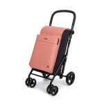 Chariot de courses - carlett - pliable - 4 roues - 64l - saumon