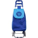 Chariot de course motif pictogramme panier - 2 roues - l 34 cm x h 96 cm - bleu