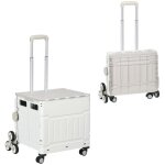 Chariot de courses pliable - homcom - poigne tlescopique rglable et couvercle - charge max. 80 kg ...