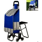 Chariot de courses  roulettes pliable 2 roues grand compartiment principal caddie cabas roulette march ...