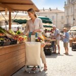 Chariot de courses - entre temps - chariot fra�cheur - isotherme - blanc - h92 x l32 x p21 cm