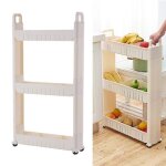 Chariot de cuisine de 10 cm de large unit dtagres blanches chariot de rangement avec roues avec poignes ...