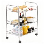 Chariot de cuisine 3 tages en acier inoxydable vivolilv - chariot service desserte 3 niveaux 603674 ...