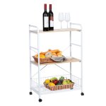 Chariot de cuisine desserte de service  roulettes 60 * 35 * 93cm meuble de rangement avec 1 paniers ...