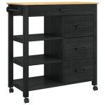 Chariot de cuisine moderne - vidaxl - noir - 84x40x885 cm - roues - tiroirs - �tag�res - construction ...