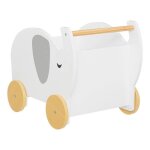 Chariot enfant lphant bois blanc 35x39cm - atmosphera createur dinterieur