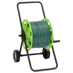 Chariot enrouleur de tuyau - vidaxl - 50 m pvc - vert - 46x50x66 cm - acier galvanis� - raccords inclus ...
