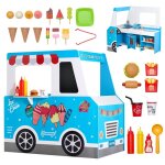 Chariot � glaces pour enfants - vevor - 20 + accessoires - jeu dimitation de stand glacier bois - avec ...
