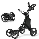 Chariot de golf 4 roues pliable  pousser ou  tirer costway - sac impermable - frein  pied - porte ...