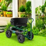 Chariot de jardin 4 roues - relax4life - sige pivotant 360 - panier de rangement - hauteur rglable ...
