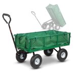 Chariot de jardin en acier avec b�che amovible et benne basculante 108 x 50 x 95cm - elem garden