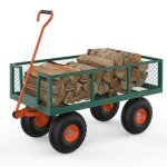 Chariot de jardin en acier robuste jusqu� 400 kg roues de 25 cm poign�e pivotante � 180� vert et orange ...