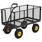 Chariot de jardin chariot de transport 4 roues 25 cm 500 kg avec 4 c�t�s en filet amovible plateau convertible ...