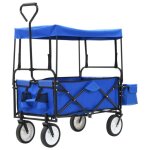 Chariot  main pliable - acier - bleu - toit - 75 kg - pliable et facile  nettoyer