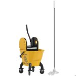 Chariot de mnage avec essoreuse  pression seau 26 l poigne et serpillre 45 x 31 x 90 cm jaune
