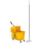 Chariot de mnage - homcom - essoreuse latrale seau 20 l poigne et serpillre - 45 x 265 x 70 cm - ...