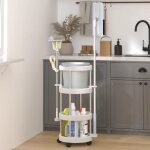 Chariot de m�nage avec panier de rangement aluminium