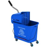 Chariot de nettoyage lavage homcom seau de mnage 20 l avec essoreur et sparateur eau sale propre bleu ...