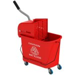 Chariot de nettoyage lavage homcom seau de mnage 20 l avec essoreur et sparateur eau sale propre rouge ...