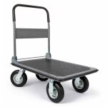 Chariot � plate - forme 300kg max 4 roues poign�e rabattable protection bordure surface antid�rapante ...