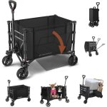 Chariot pliable 3 en 1 convertible en banc avec roues brouette 120l noir