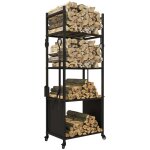 Chariot range bûches intérieur - outsunny - 4 crochets et 4 outils de cheminée et 4 étagères - en métal ... Chariot range bûches intérieur - outsunny - 4 crochets et 4 outils de cheminée et 4 étagères - en métal ...