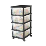 Chariot de rangement � 4 tiroirs en plastique - vevor - tour de rangement � roulettes - bac transparent ...