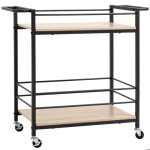 Chariot de service homcom desserte de cuisine � roulettes avec 2 plateaux cadre en m�tal et aspect bois ...