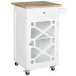 Chariot de service homcom desserte de cuisine � roulettes - tiroir placard porte - serviette - structure ...