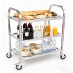 Chariot de service inox vivolilv3 �tag�rescharge max 200 kgdesserte � roulettes cuisine table roulante ...