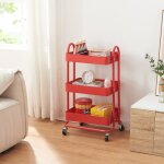 Chariot de service pyh�nt� � 3 paniers acier 79 x 46 x 35 cm rouge