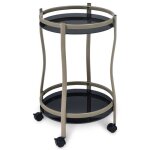 Chariot de service vega coloris champagne et noir table dappoint ronde sur roulettes chariot � th� et ...