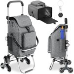 Chariot de transport - tectake - sac de transport shopper 3 en 1 pliable avec sac isotherme 50l - gris ...